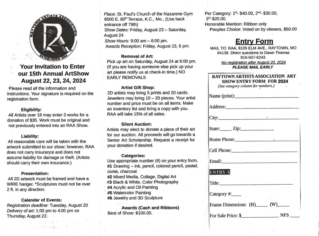 2024 Raytown Invitational Entry Form Page&nbsp;1